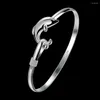 Bangle Factory Direct 925 Stamp Silver Color Fine Cute Dolphin för kvinnor Justerbar tjej Student smycken Fashion Party Gifts