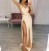 Vestidos casuais mulher festa noite 2022 vestido de cetim dourado longa maxi elegant v pesco