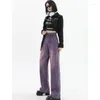 Damesjeans Vrouwen Purple High Street American Fashion Streetwear Style Wide Leg Jean Vrouwelijke Baggy Trouser Straight Denim Pants