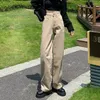سراويل جينز للسيدات بني بني أزياء الشارع الشارع العالي الخصر الكلاسيكية على نطاق واسع السراويل الدنيم السببية هاراجوكو الخريف سراويل مستقيمة