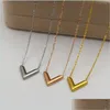 Hangende kettingen 316L titanium staal mode v ketting voor dames plating roségouden letter sieraden drop levering hangers dh9zt