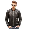 Jackets de couro masculino Spring e outono Baseball curto jovem homem de lazer de pele de carneiro preto 230814