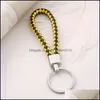 Keychains Lanyards Mix Color Leather Braided Woven Keychain Rope Rings Fit Diy Circle Pendant Key Chains Holder Car Keyrings Jewelry Dhdfu
