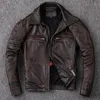 Herrenjacken Männer Cowide Mantel echte Lederjacke Vintage Style Man Kleidung Motorrad Biker Plus Größe 134 cm 230814