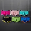 Underpants 0850 Men's Boxers Cotton Body Shaping U Convex Breathable Briefs Letter Sexy Personality Mid-waist Boxer Pants Men