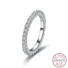 Mode solide 925 sterling argente diamant anneau solitaire simple et simple bande mince anneau doigt pour les femmes