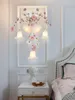 Wall Lamp Rural Style Flower And Grass Lantern Light Creative Art Bedroom Sconce Corridor Staircase Handmade Iron Rose LED