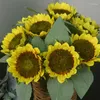 Kwiaty dekoracyjne 38 cm sztuczny słonecznik jedwabny Krótki gałąź duża słoneczna dekoracje domu Fałszywe kwiatowy realistyczny ornament po rekwizyty