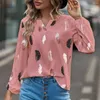 Damskie bluzki z piórki drukują kobiety top w dekolcie luźne losowe streetwear na wiosenne sezony jesienne