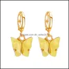 Charm Chic Fashion Butterfly Paradas de aro de oro pequeño para mujeres acrílico boho de mujer orejas aros anillos de orejas 493 q2 dr dhrl0