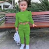 衣料品セット1 8年Soild Kids Girl Child Suit Outfit Long Sleeve Crop Tops Pants Fashion Spring Autumt Baby Clothes Suit2023 230814