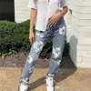 2023 jeans de rua de outono calças folgadas femininas moda moda estética estampa alta cintura alta com bolsos calças jeans fêmeas y2k