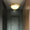 Потолочные светильники Американская ретро -латунная стеклянная гостиная легкая коридор проходная лампа