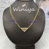 Strands, Strings Designer Necklace New Letter Inlaid Diamond Inverted Triangle Pendant Geometric Exquisite Fashion PAF8