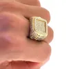 Bandringar Punkboy Men's Gold Color Ring for Party Full Bling Iced Out Cubic Micro Paled CZ Crystal Luxury Hip Hop Rings Smycken 230814