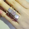 Anéis de casamento Design Luxury Pink Ice Cut 925 Sterling Silver Ring For Women noivado de casamento Dinídio Lady Presente Jóias R7233S 230814