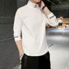 メンズセーター2023カシミアTシャツメンズ長袖刺繍レターTシャツhommeタートルネックストリートウェアカジュアル男性ファッションティー