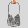 Metallic Pargin onderarm schoudertas hoogwaardige luxe designer handtassen voor vrouwen nieuwe aluminium vel zilveren portemonnees