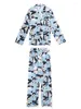 Women's Sleepwear Women Pajamas Set Spring Autumn Panda Print 2 Piece Suit Simple Basic Home Straight Loose Cute 2023 Brand