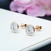 Stud Earrings CxsJeremy Full Bezel Type 1 Carat Round Cut 14K 585 White Glod Moissanite For Women Engagement Wedding Anniversary Gift