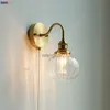 Vägglampor iwhd nordiska led badrumspegel ljus fixtur dragkedja switch hembelysning koppar glas noder lampa sconce lampara pared hkd230814