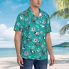 Chemises décontractées pour hommes Horse Flower Match Mens Hawaiian Sleeve Bouton Down Down Place Tropical Floral