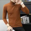 Herentruien Winter Turtleneck gestreepte gebreide trui trui pullover 2023 Kerstmis mannelijke warme slanke top mannen dubbele kraag