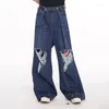 Mäns jeans PFNW Autumn Winter Men Fashion Baggy Hole Streetwear Denim Pants Casual Straight Vintage Button Pockets Loose Tide 12A7424
