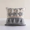 Pillow Tassel Macrame Luxury Elegant Cover For Living Room Bed Sofa Couch Home Decor Boho Tufted Throw Case 45x45cm Grey