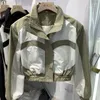 Kvinnors jackor Techwear Locomotive Uniform Spring Woman kläder för kvinnor Fashion Kortrockar och Cyber ​​Y2K Green Jacket Vintage Tunika