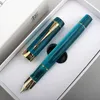 분수 펜 Jinhao Peacock Orchid 100 Pen 18kgp 골든 도금 M 컨버터 비즈니스 사무실 선물과 함께 펜촉 잉크 230814