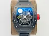 Milles Watch RicharMilles Watches Luxury Mechanical Mechanical Movement Ceramic Dial Rubber strap Superclone ZF factory Wristwatch Richa out carbon fiber rm3