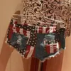 Damskie dżinsy kobiety seksowne wydrukowane mini krótkie szorty booty dziura zgrana jeansowa plaż