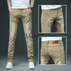 Mäns jeans herrar färgade jeans sträcker mager jeans män mode casual smal fit denim byxor manlig grön bla khaki vita byxor manliga märke j230814