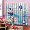 Curtain Cartoon Curtains 3d Blackout For Living Room Kids Bedroom Fabric Blue Decoration