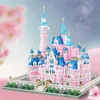 Blocks 6718pcs Architecture Amusement Park Building Blocks Pink Princess Castle 3D Model Mini Diamond Blocks Toys for Children R230814