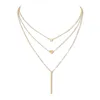 Colliers pendants Luxury Trendy Graceful multicouche verticale Bar forme d'étoile Collier de coeur Gold Couleur pour femmes accessoires de bijoux