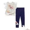 Kleidung Sets zwei Stücke Kinder Kinder Mädchen Kleidung Set Little Girl Summer Cartoon Print T -Shirt und Hosen Leggings Outfits 2pcs 21 DHG9L