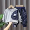 Conjuntos de roupas crianças meninos camisola terno primavera outono roupas infantis moda esportiva terno roupas infantis menino bebê calças superiores