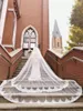 Bridal Veils Romantic Two-Layer Church Lace Wedding Veil With Pearls Comb MM