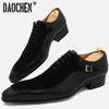 Vestido sapatos de luxo masculino oxford up up split dedo café preto camurça formal tatchworks couather 230812