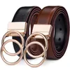 Cinture Beltox Women Reversible Leather Belt Belt 2 in 1 Ruotato 2 Anelli Goldle oro largo 3,4 cm