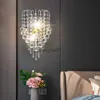 Vägglampor Luces LED E14 Modern Crystal Mirror rostfritt stål Vägglampor Lampor SCONCE FYFTURER Ljus för hallen Bedside Living Room HKD230814
