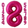 Ballons en forme de chiffres pêche, 1 pièce, grand en aluminium, Rose foncé, pour célébration d'anniversaire