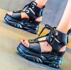 Sandalen punk goth gladiatoren dames koesleerplatform wedge hiel gladiator zomer enkellaarzen