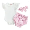 Clothing Sets 2Pcs Toddler Boy Casual Outfits Set Plaid Shirt Denim Shorts Summer Clothes Headband Stylish Baby
