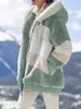 Populaire damesjassen Europese en Amerikaanse 2023 Herfst/winter Warm pluche algemeen paneel ritssluiting Pocket Hooded Loose Coat