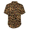 Camicie casual maschile eleganti camicie per vacanza leopardata marrone stampato animale estate camicette vintage top stampato a maniche corte più dimensioni