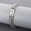 Charm Bracelets 12mm Punk Retro Stainless Steel Braid Chain Bracelet Men Hiphop Old Matel Round Ground Hollowed Out Jewelry Gift 230814