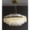 Lustres LED LEDS modernes Round Crystal Dining Room Lampy Golden Meeting décoré pour vivre